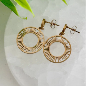 Boucles d’oreilles Solaria acier inoxydable doré pendantes design lumineux