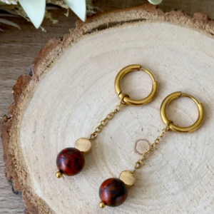 boucles d’oreilles interchangeables pierre naturelle modèle Soléas solo - doré
