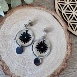 boucles d’oreilles Éclats Solaires motif solaire acier inoxydable