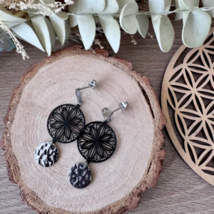 boucles d’oreilles Fleur d’ébène vue d’ensemble