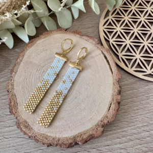 boucles d’oreilles Ondées Précieuses tissage peyote perles Miyuki Delica