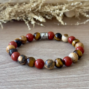 bracelet énergie et protection homme en œil de tigre jaspe et pierres naturelles