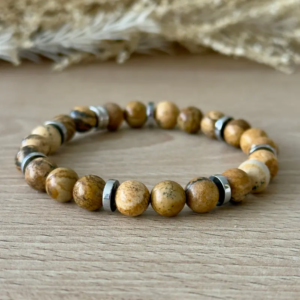 Bracelet jaspe paysage perles 8 mm homme Le Terra pierres naturelles équilibre intérieur