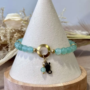 bracelet mon essentiel pierres naturelles 6 mm breloque pied vue face