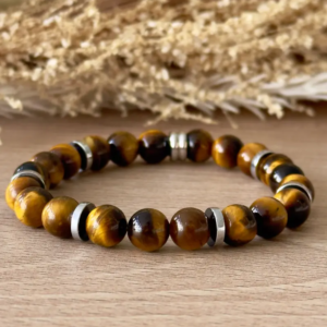 bracelet œil de tigre homme en pierres naturelles 8 mm vue d’ensemble