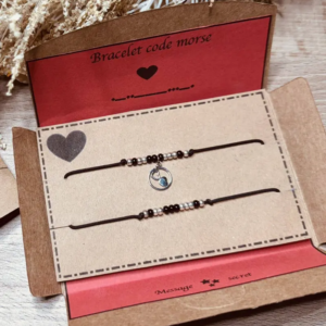 Bracelets duo code morse personnalisés Saint-Valentin coffret ouvert