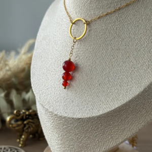 Collier Treeball avec pierre naturelle cornaline sur chaîne dorée