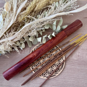 etui encens bois naturel avec batons encens rangement pratique