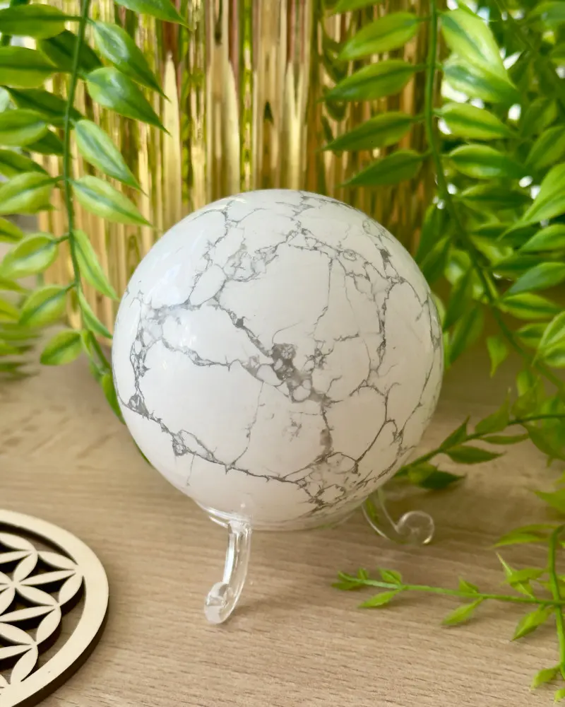 Sphère en Howlite blanche 6 cm – Pierre naturelle